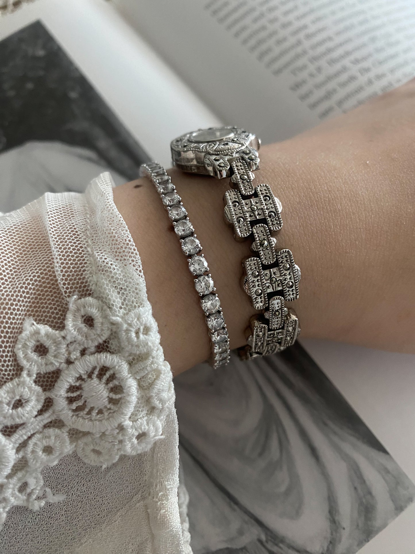 Silver tone Krone vintage ladies watch