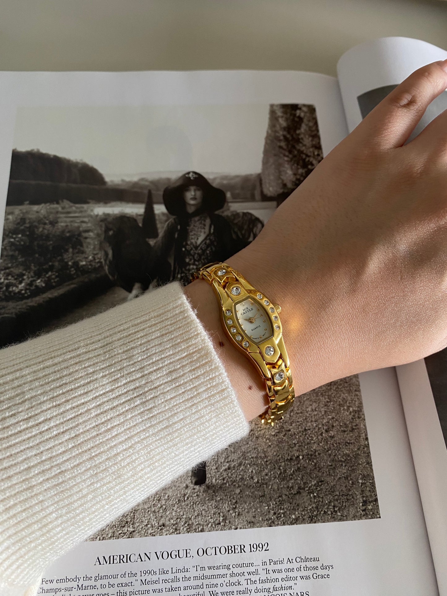 Vintage Gold Tone Ice Castle Dainty Ladies Watch from the 1990s