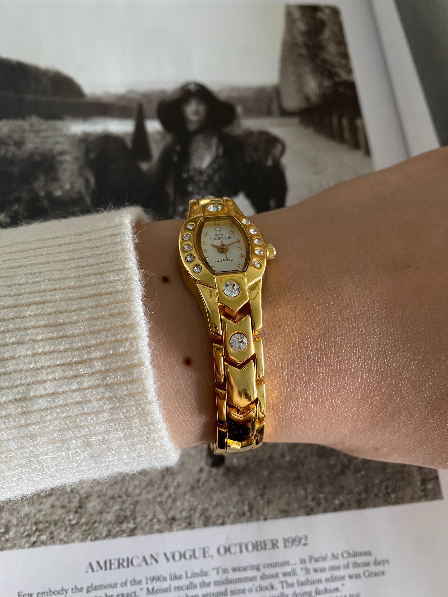 Vintage Gold Tone Ice Castle Dainty Ladies Watch from the 1990s