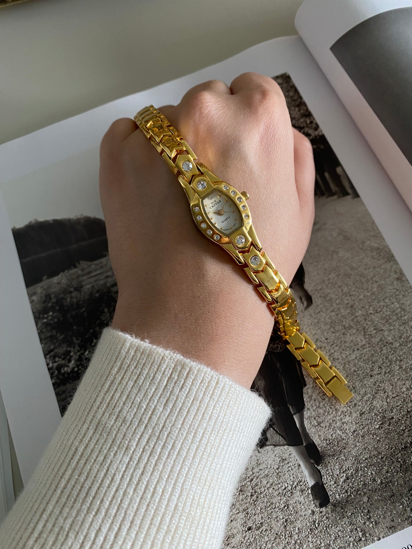 Vintage Gold Tone Ice Castle Dainty Ladies Watch from the 1990s