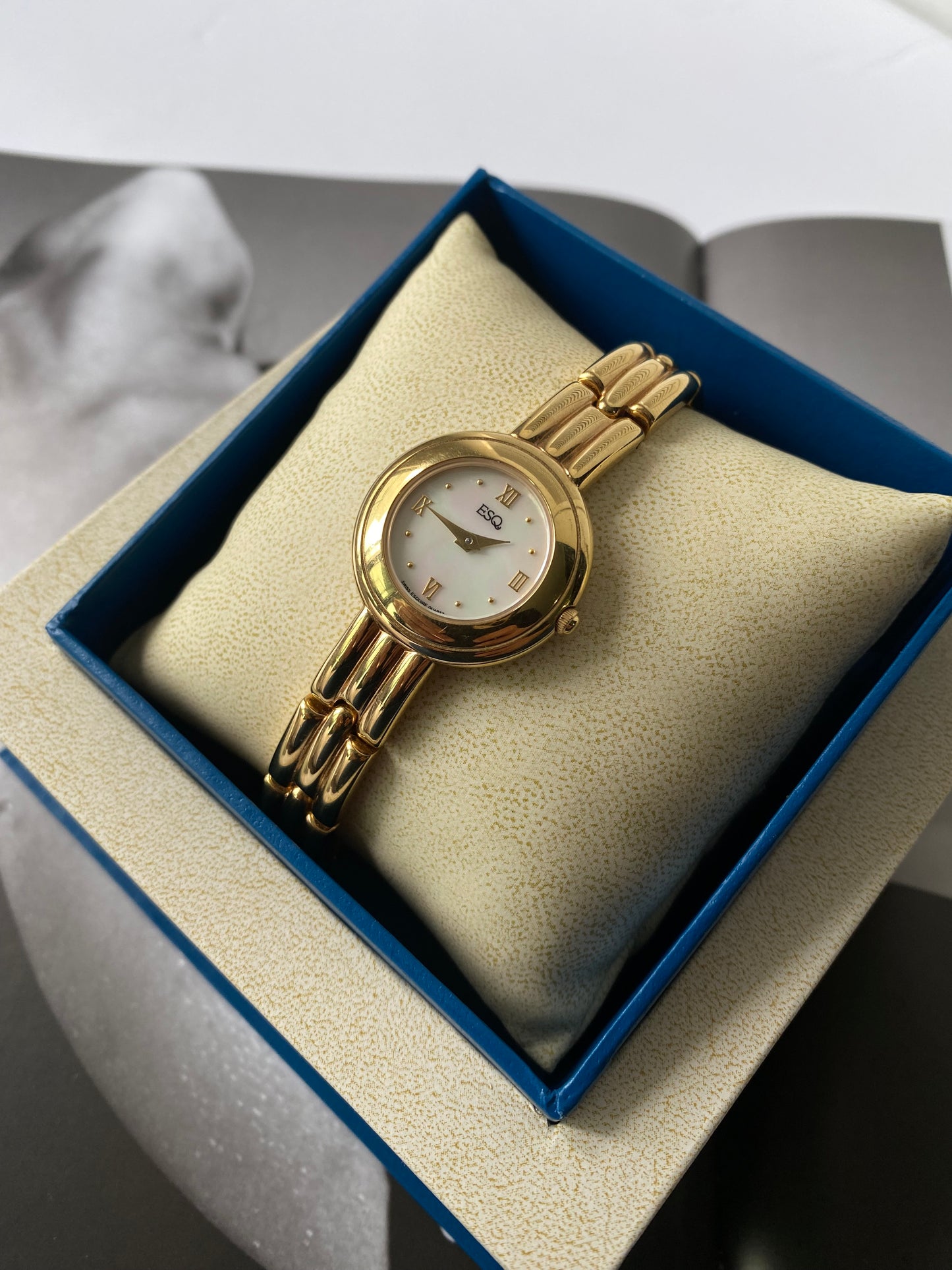 Vintage Circle Mother of Pearl Dial Gold ladies ESQ Watch