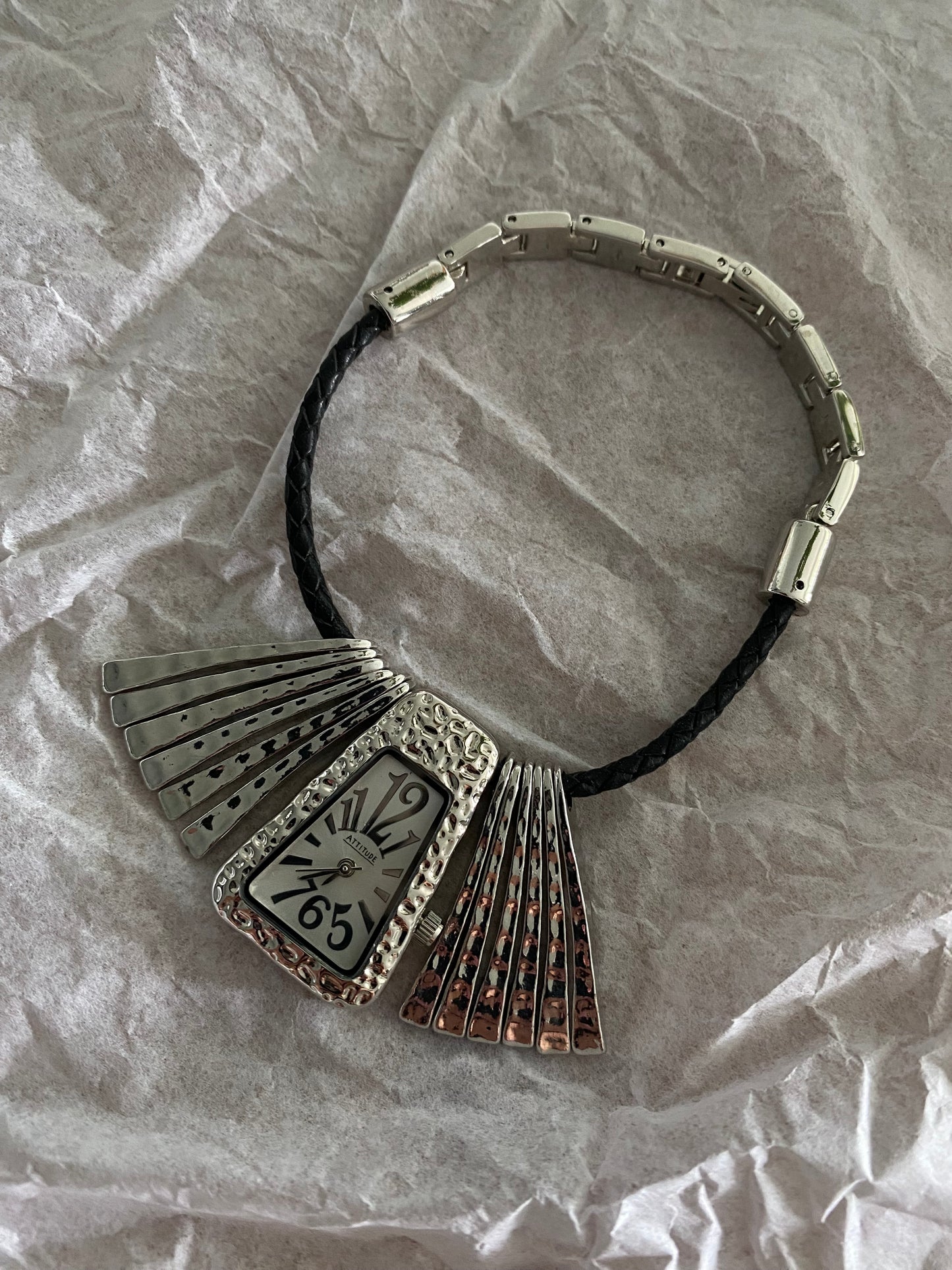 Vintage Attitude Y2K Silver tone Charm bracelet Watch