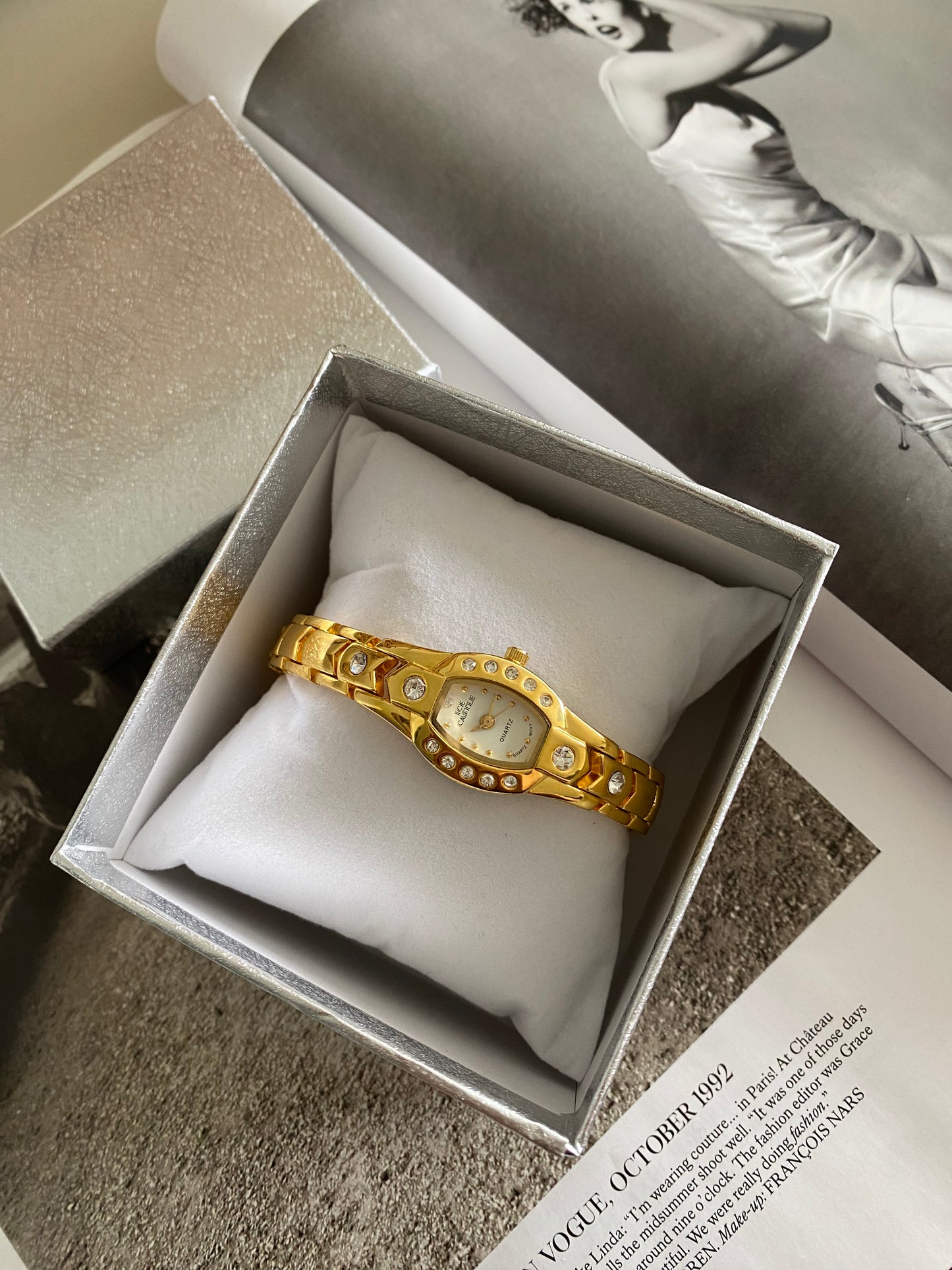 Vintage Gold Tone Ice Castle Dainty Ladies Watch from the 1990s