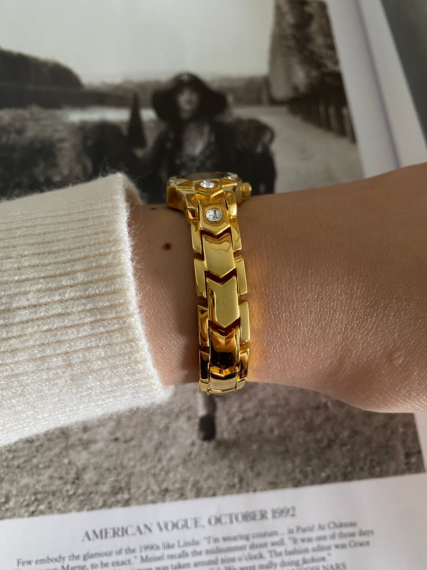Vintage Gold Tone Ice Castle Dainty Ladies Watch from the 1990s