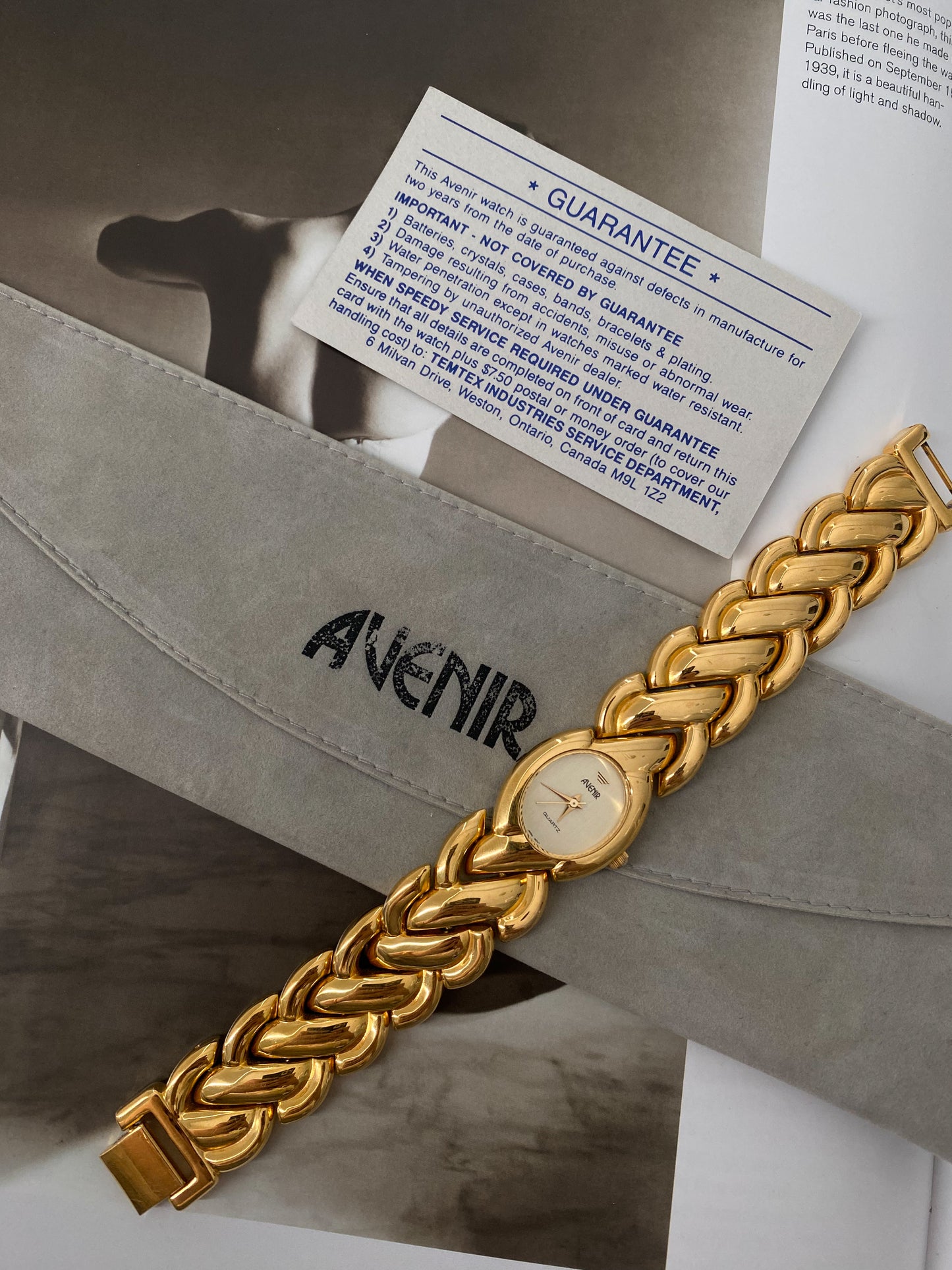 Rare Gorgeous Vintage 1980s Avenir Gold tone Ladies Watch