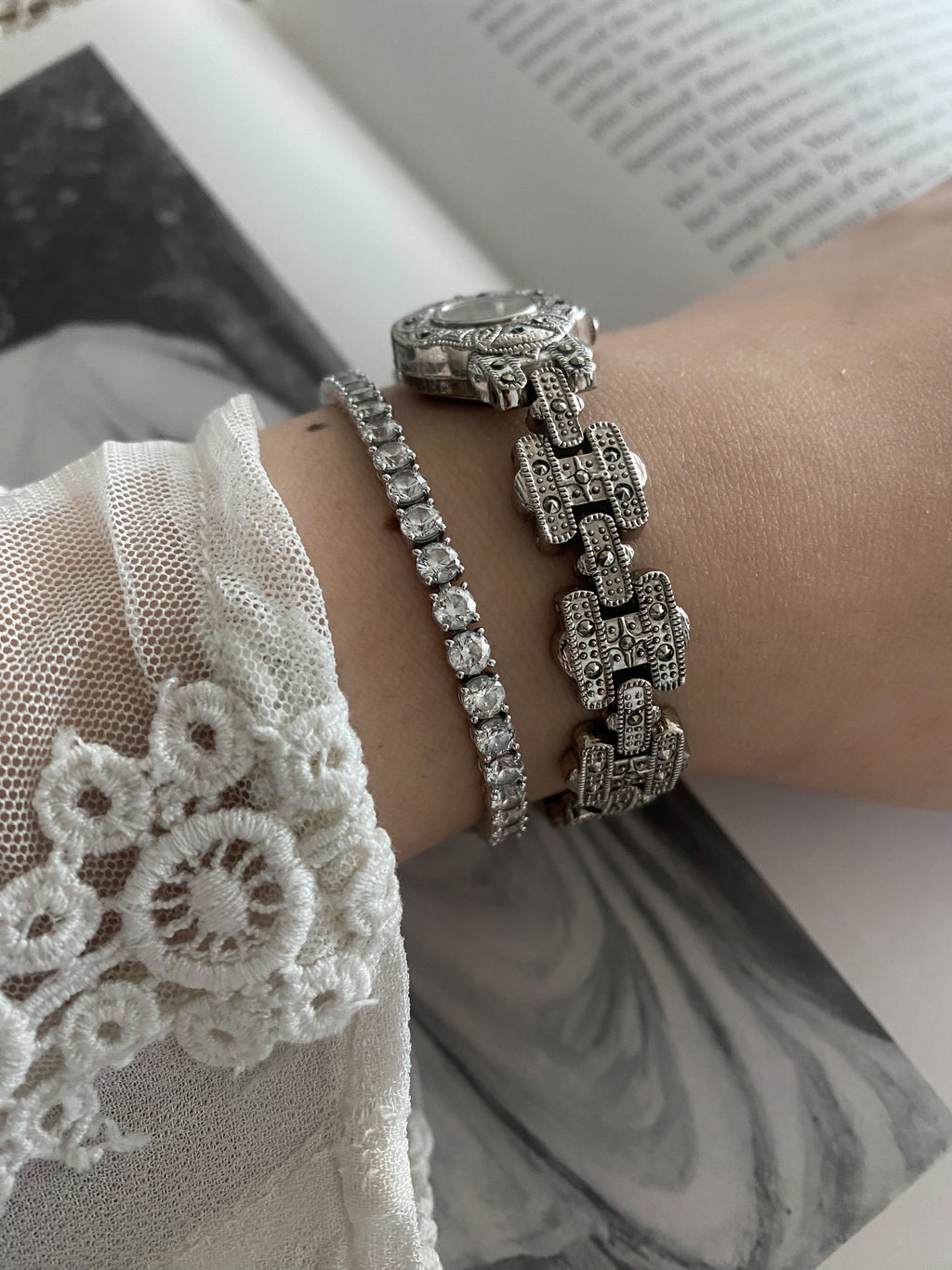 Silver tone Krone vintage ladies watch