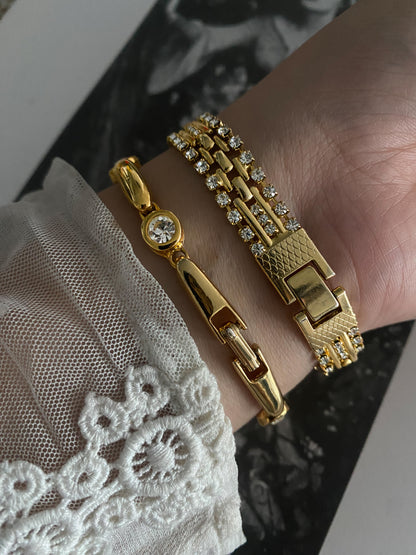 Unique Vintage Le Baron Gold Ladies Watch with Crystals