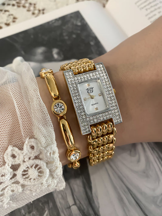 Vintage White Diamonds Gold Elizabeth Taylor Ladies Watch