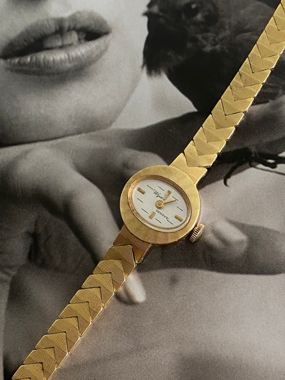 Rare Vintage 1960s Dainty Wyant Geneve 10 Microns Gold Plated Ladies Mechanical Watch