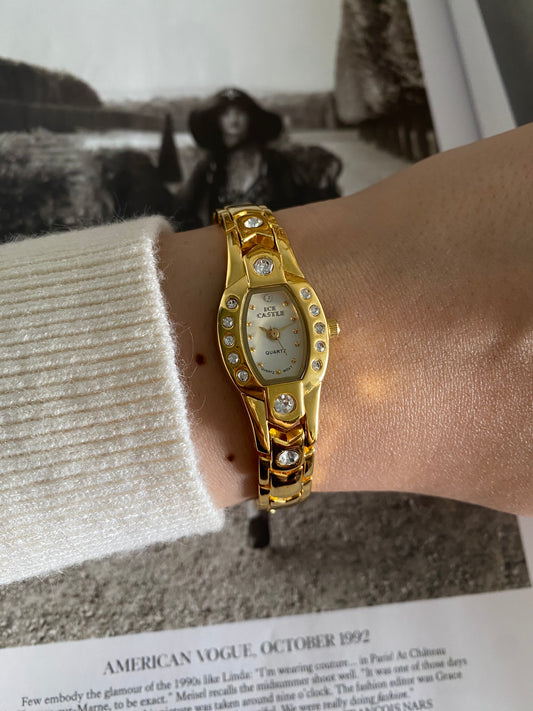 Vintage Gold Tone Ice Castle Dainty Ladies Watch from the 1990s