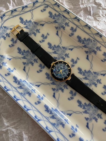 Blue Mosaic Dial & Gold tone Vintage Cardinal Watch