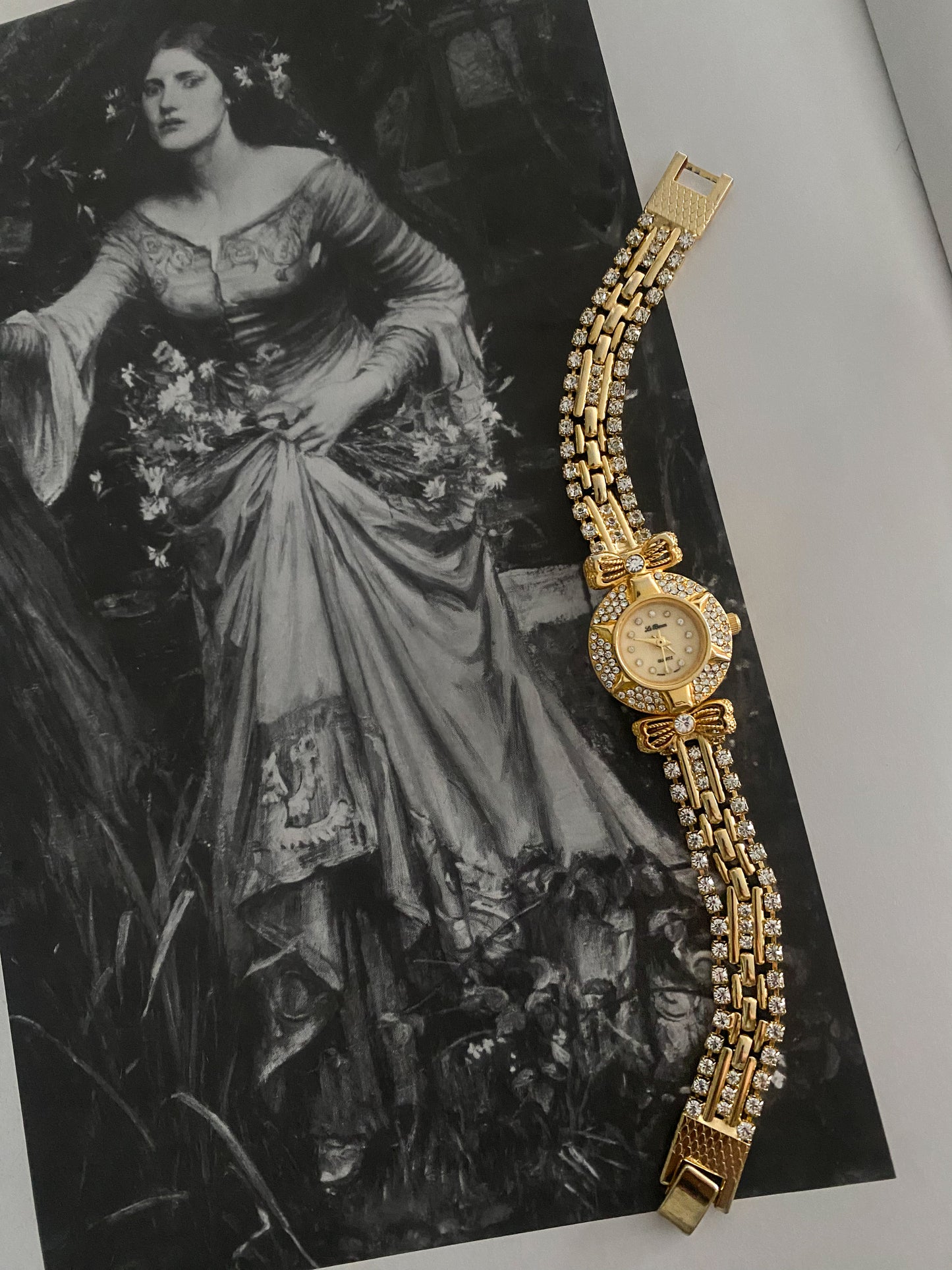 Unique Vintage Le Baron Gold Ladies Watch with Crystals