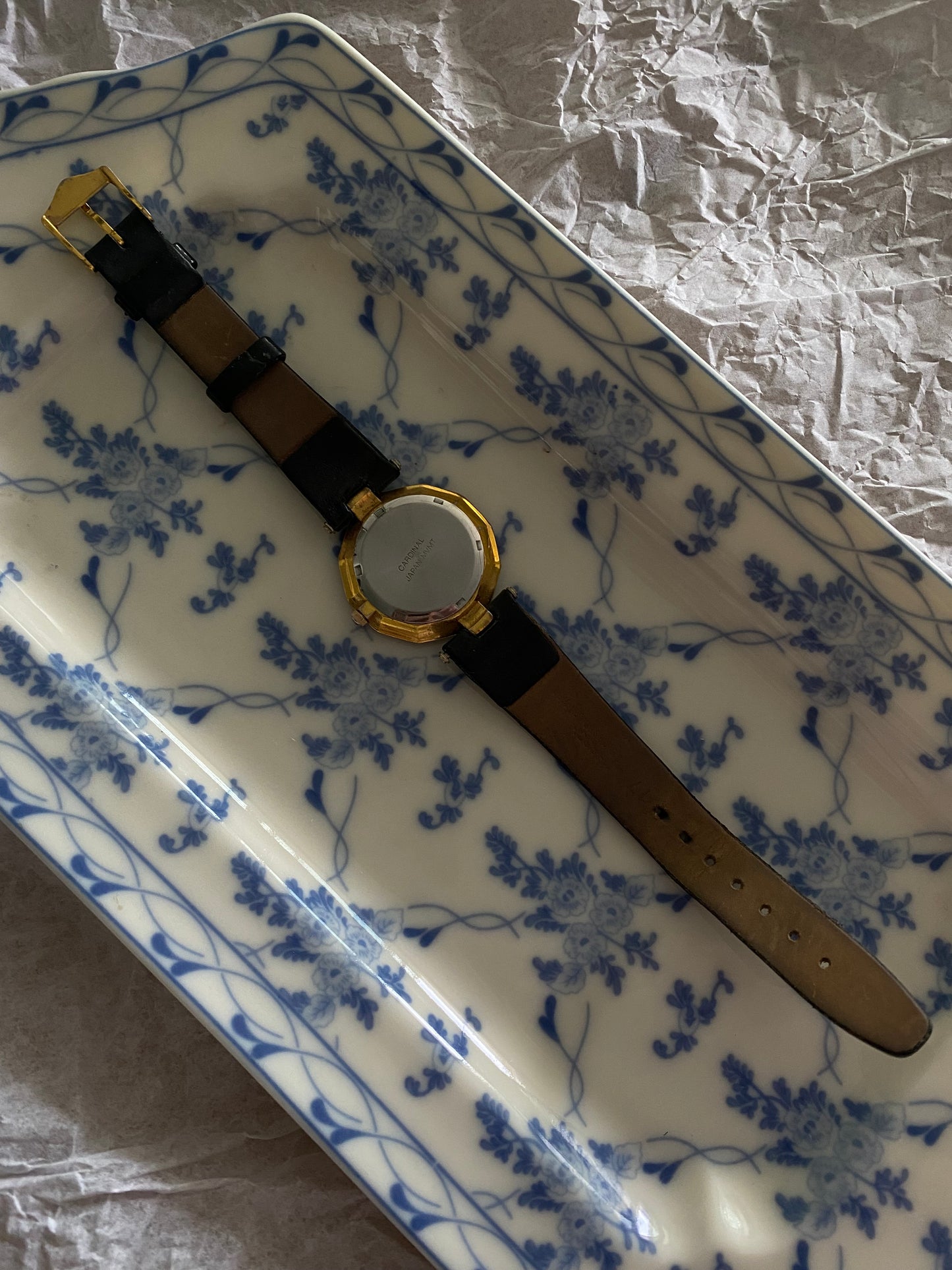 Blue Mosaic Dial & Gold tone Vintage Cardinal Watch