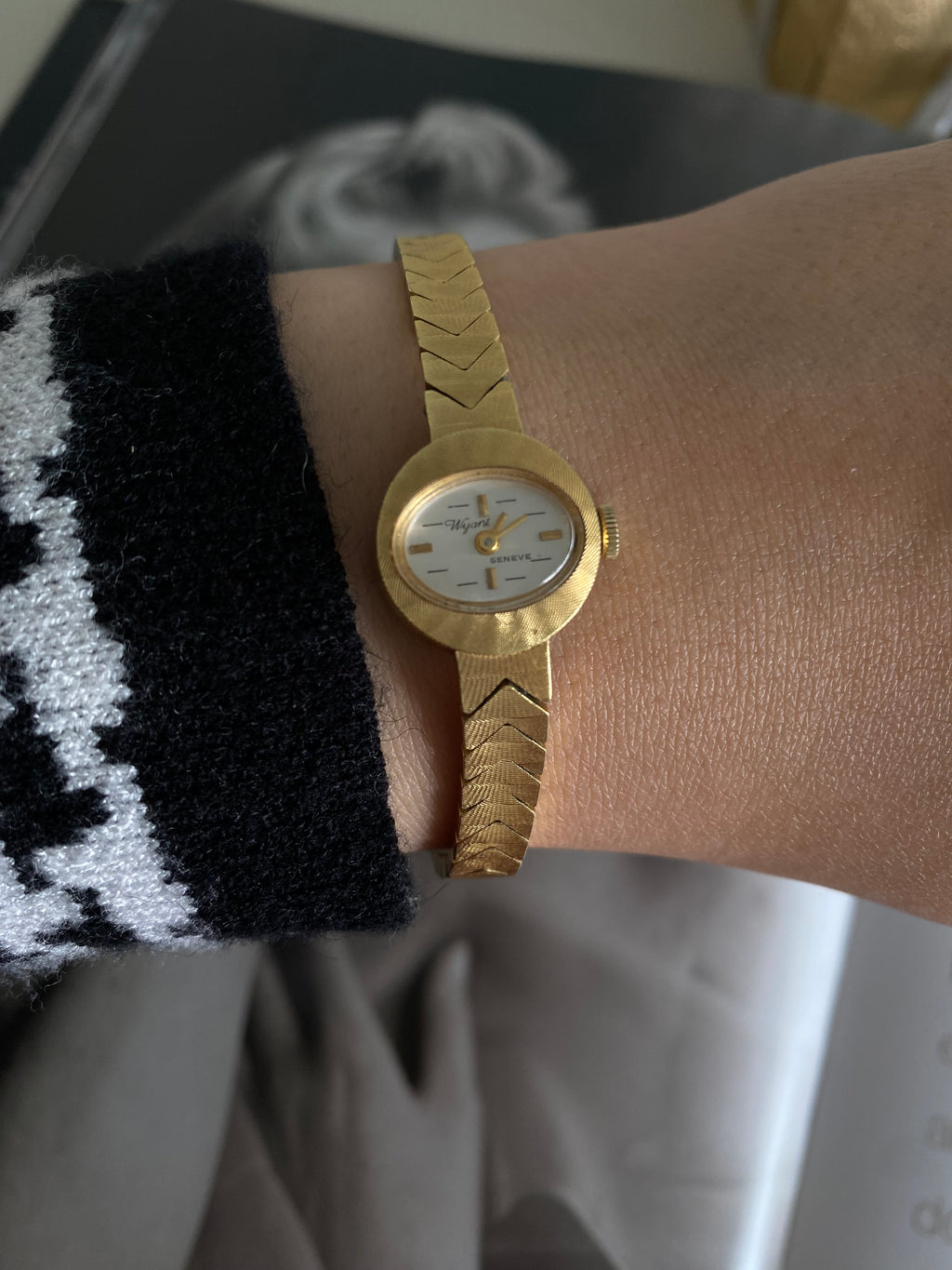 Rare Vintage 1960s Dainty Wyant Geneve 10 Microns Gold Plated Ladies Mechanical Watch