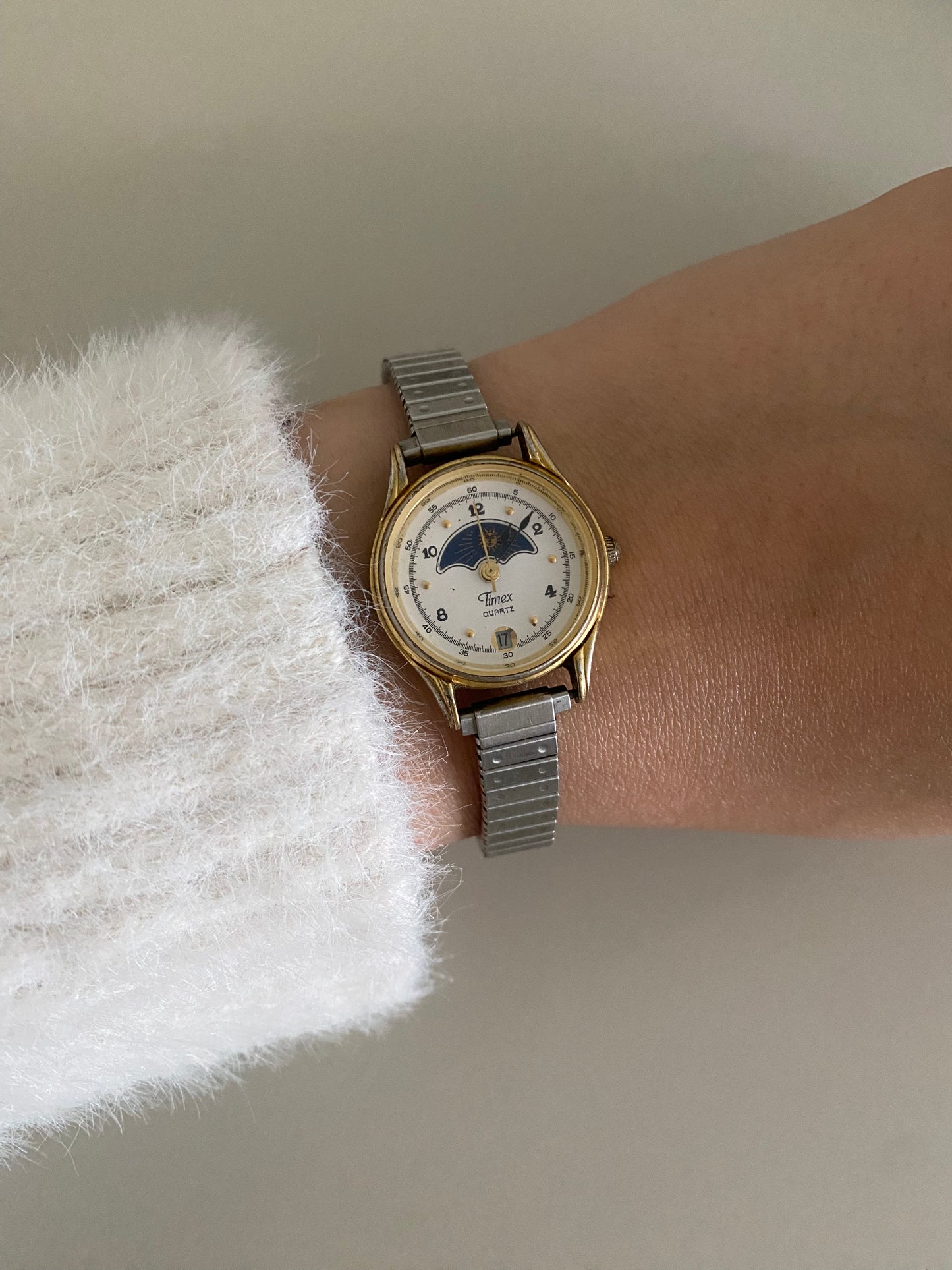 Vintage Gold-tone Timex Moon Phase Ladies Watch