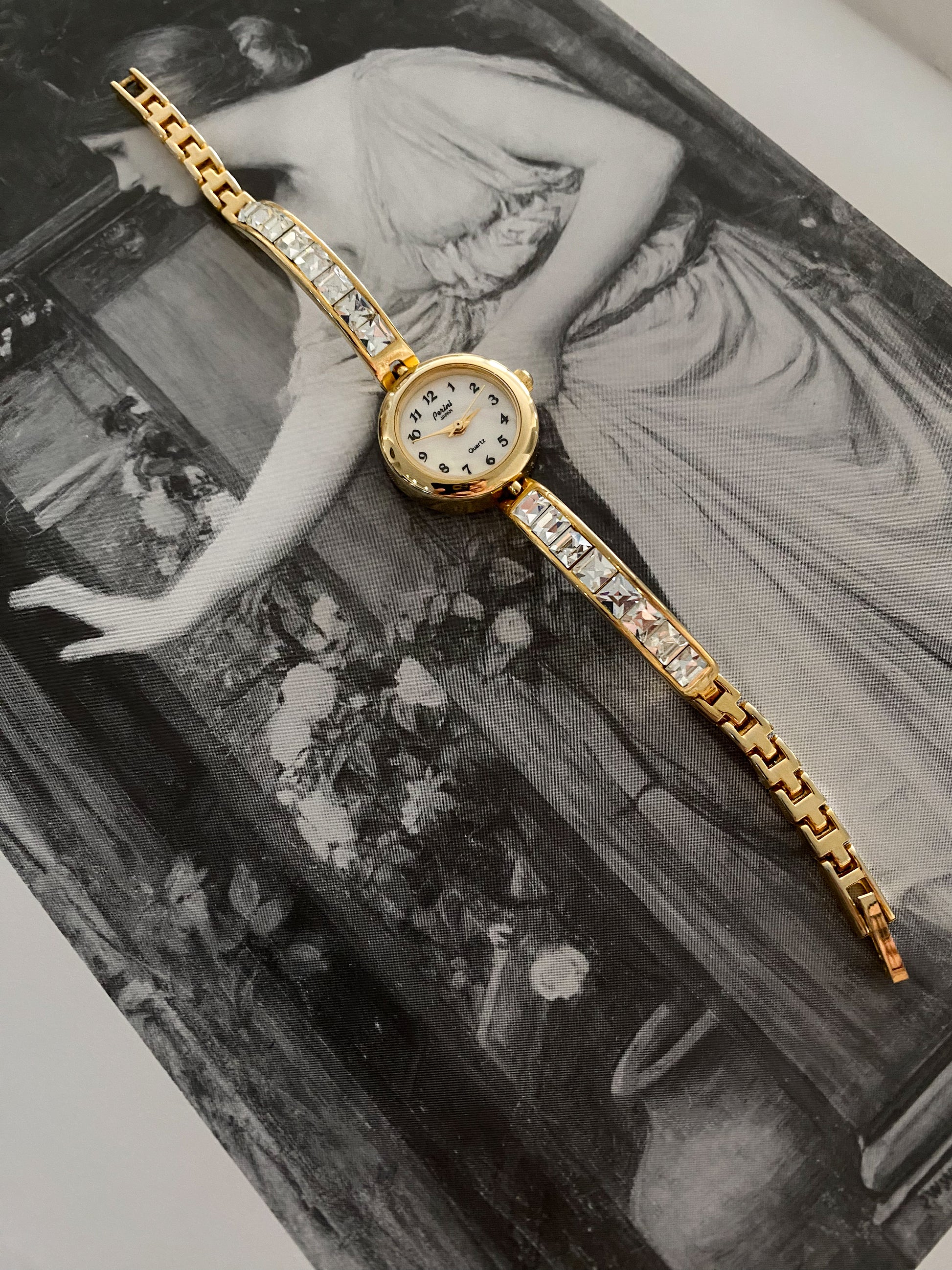 Vintage Perini Austrian Crystal Gold tone Ladies Watch