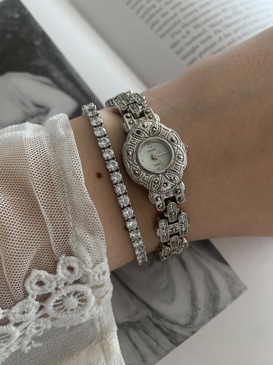 Silver tone Krone vintage ladies watch