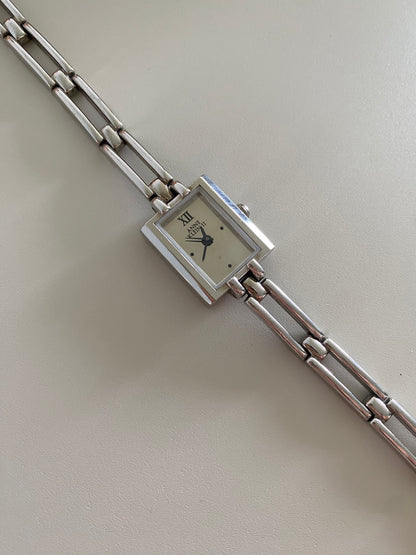 Anne Klein Ladies' Silver-Tone Rectangular Dress Watch from Early 2000s