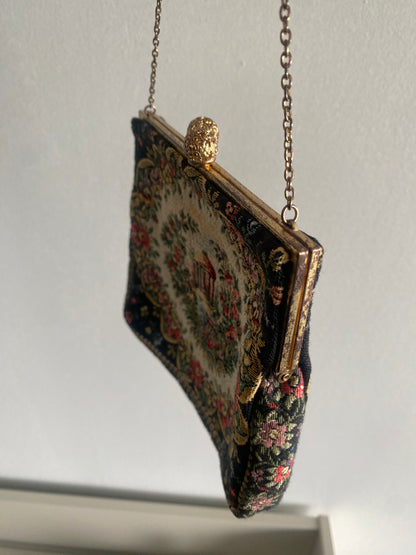 Vintage French-made Albro Floral tapestry Handbag - 1950s