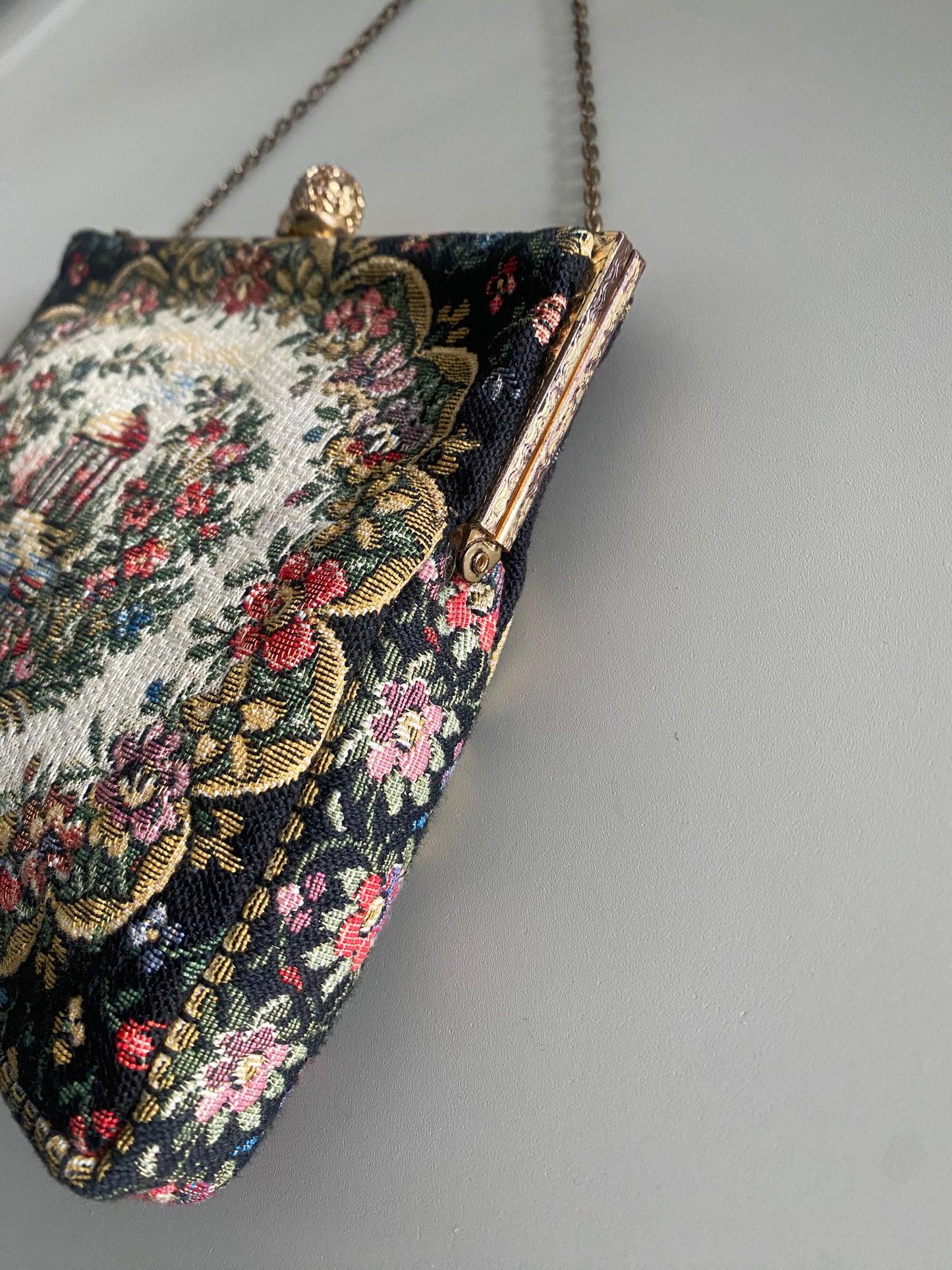 Vintage French-made Albro Floral tapestry Handbag - 1950s