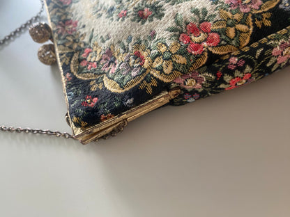 Vintage French-made Albro Floral tapestry Handbag - 1950s