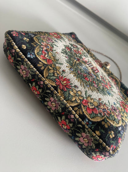 Vintage French-made Albro Floral tapestry Handbag - 1950s