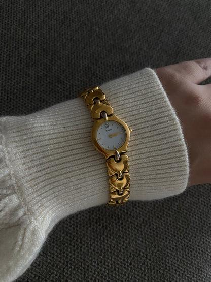 Rare Vintage T8 1998 Gold Plated Bulova Hearts Ladies Watch