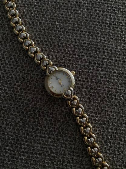 Vintage Two Tone Heart Links Ladies Watch