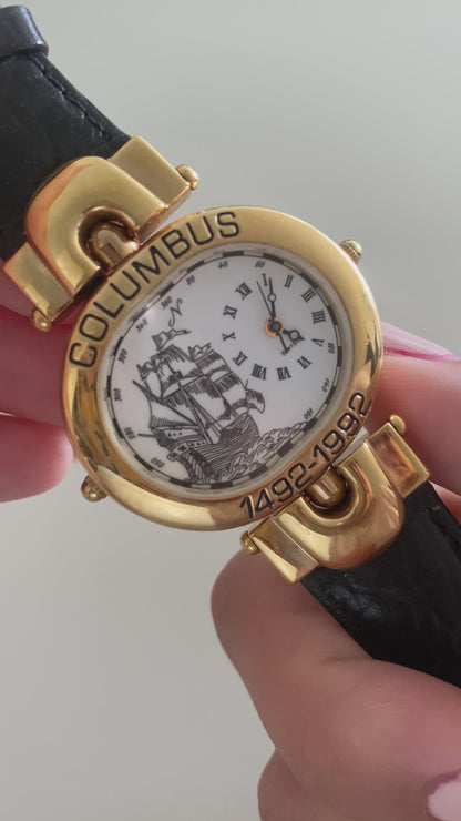 Christopher Columbus 500th Anniversary Dual Dial Flip Watch from 1992